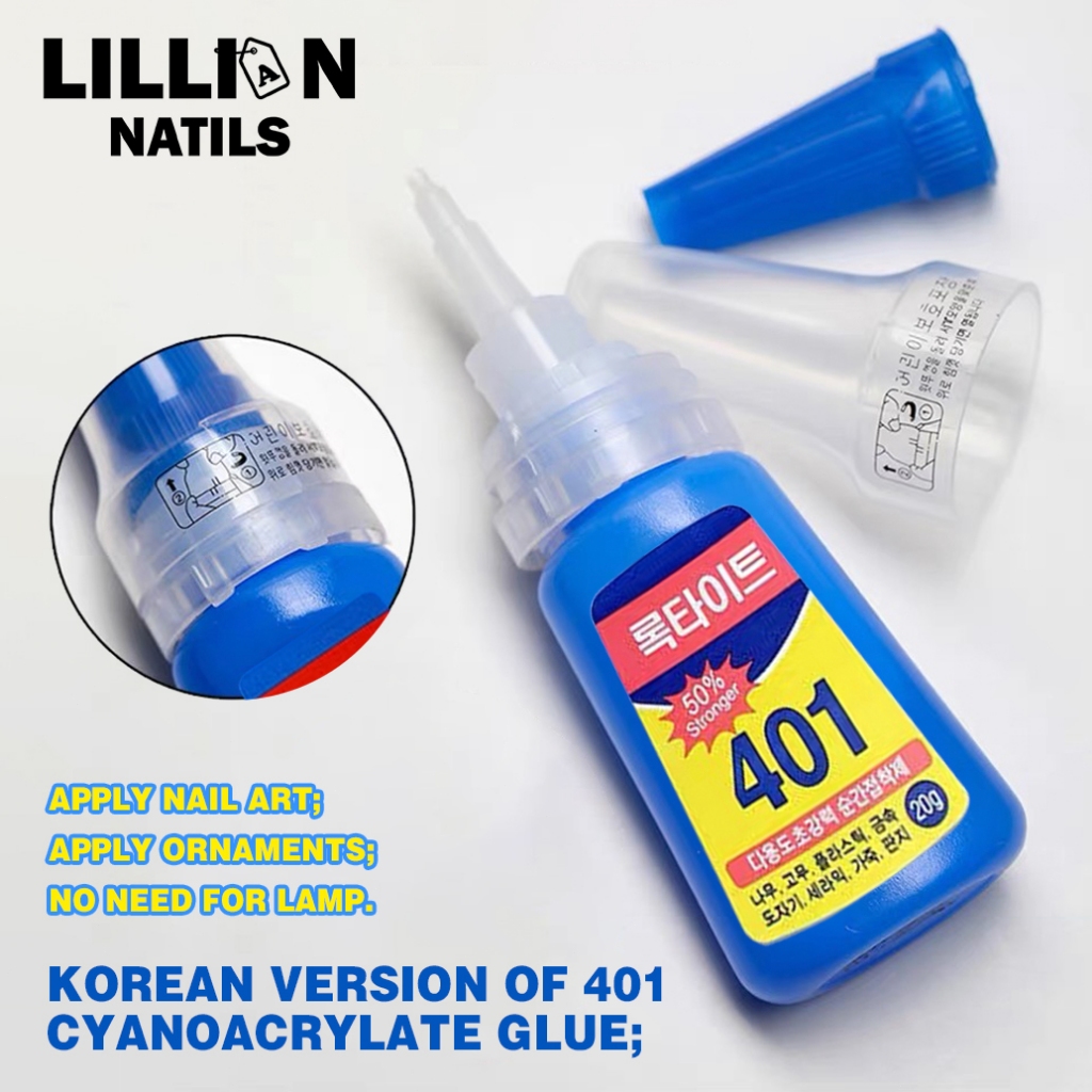 พร้อมส่งในไทย เนื้อเจลน้ํา กาวติดเล็บปลอม อุปกรณ์ทำเล็บ ไม่ต้องอบ กาวติดอะไหล่เล็บ กาวน้ำ401 20g/12g ติดเล็บปลอม