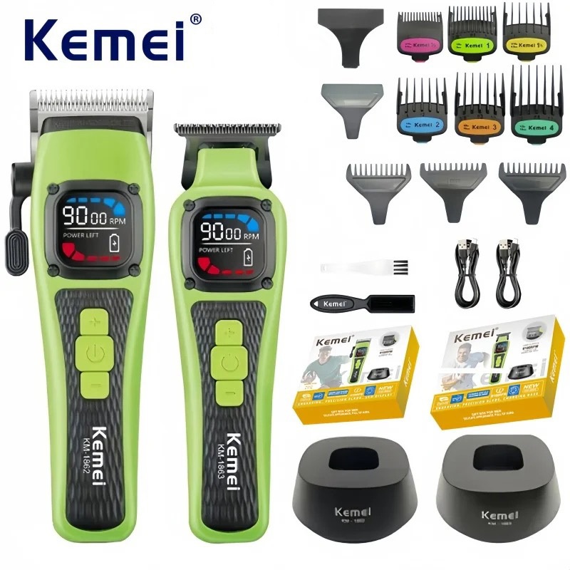 Kemei KM-1862 KM-1863 ไฟฟ้าผม Clipper USB ชาร์จ Professional ตัดผมจัดแต่งทรงผมผม Trimmer ผู้ชายตัดผม