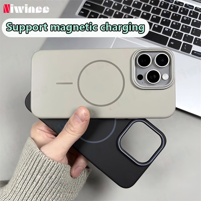 ปลอกสําหรับ Samsung Galaxy A06 5G A06 A05s A05 A04 Simple Pinstripe Magnetic Matte ผิว Anti Fall กัน