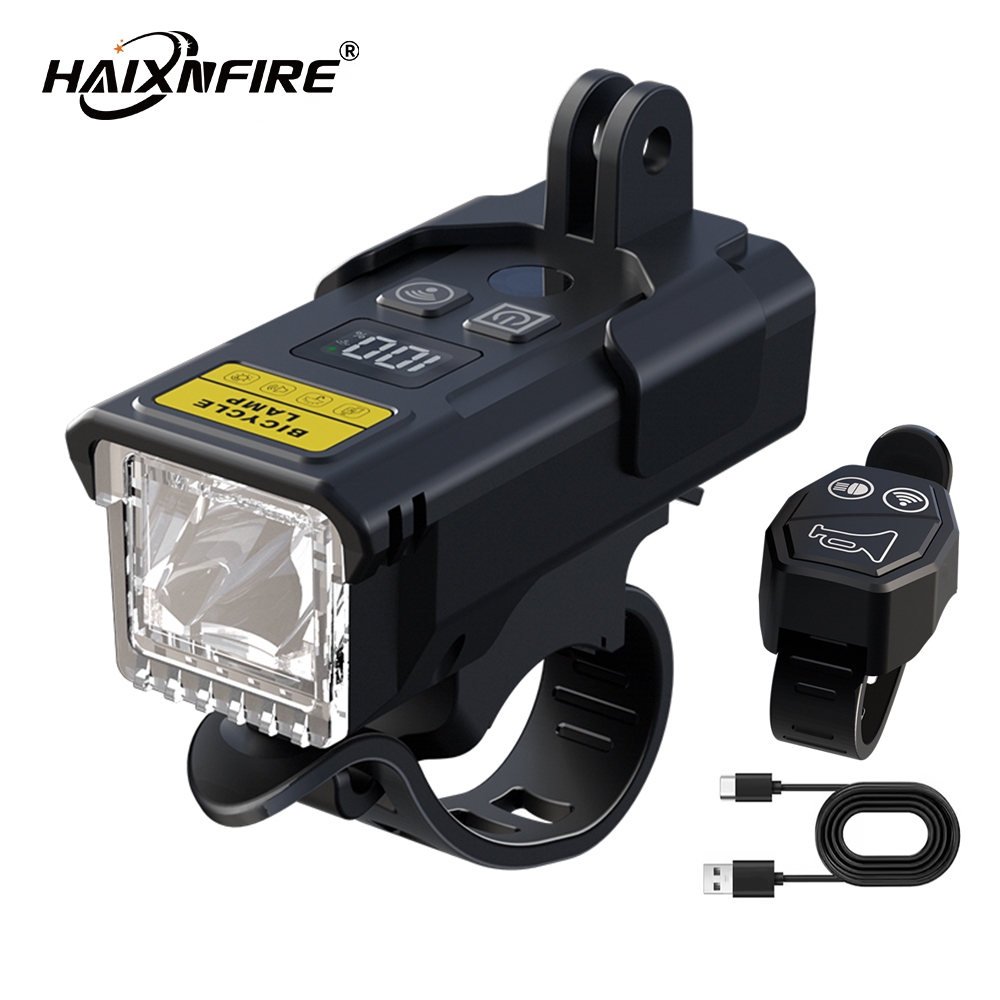 HaixnFire BL08 โคมไฟจักรยานกันน้ํา Type C 2500 ลูเมน มีเซ็นเซอร์กลางคืน และรีโมทคอนโทรล พร้อมไฟหน้าและไฟท้าย