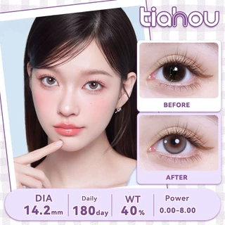 คอนแทคเลนส์ Tiahou คอนแทคเลนส์สี ขยายรูม่านตา คอนแทคเลนส์สีดำ DIA 14.2มม Black 6รายเดือน