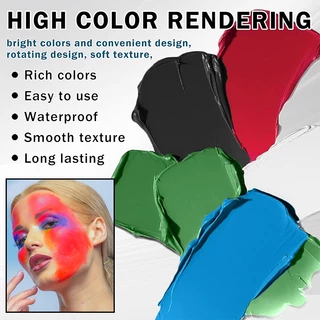 VERONNI 6 สี 30g Face Paint Body Paint สีน้ำสำหรับเด็กและผู้ใหญ่ปลอดภัยแต่งหน้าสีเดียว ชุดขาวดำเพ้นท์หน้าฮาโลวี