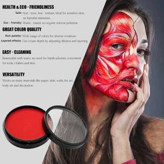 VERONNI 6 สี 30g Face Paint Body Paint สีน้ำสำหรับเด็กและผู้ใหญ่ปลอดภัยแต่งหน้าสีเดียว ชุดขาวดำเพ้นท์หน้าฮาโลวี