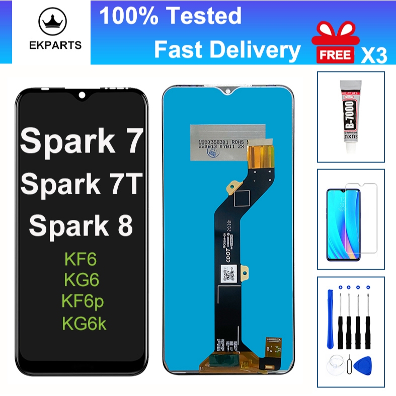 คุณภาพสูง LCD สําหรับ Infinix Tecno Spark 7 7T KF6 KF6p จอแสดงผล Touch Screen Digitizer Assembly Rep