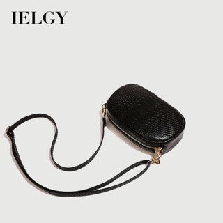 IELGY กระเป๋าแนวทแยงเนื้อสีดําเรียบง่ายในเมืองของผู้หญิง