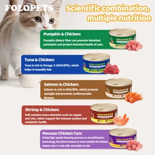 FOLOPETS แมวกระป๋อง 85g อาหารแมวซุปซุปแมวออร์แกนิกน้ําเกรวี่ขนมอาหารเปียกอาหารกระป๋อง