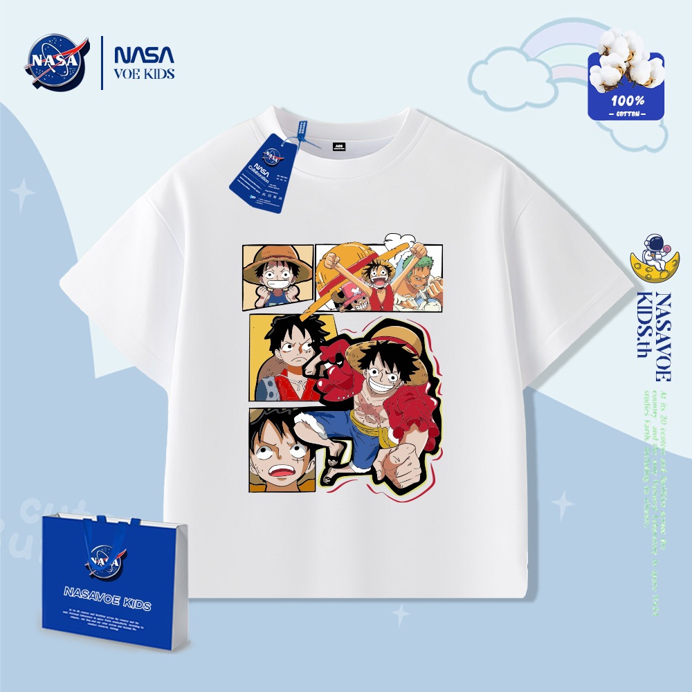 พร้อมส่งภายใน 24 ชม. NASAVOEBABY Boys แขนสั้น One Piece พิมพ์การ์ตูนเสื้อยืดผ้าฝ้ายแท้ 100%แขนสั้น 2026 ฤดูร้อน