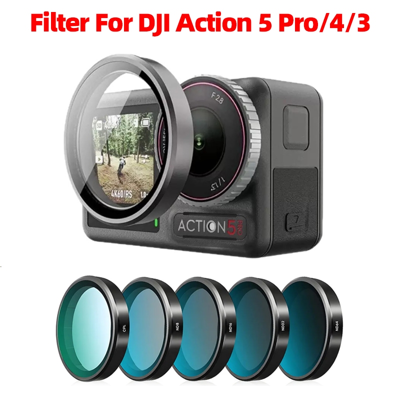 ตัวกรองเลนส์สําหรับ DJI Osmo Action 5 pro, Action 4, Action 3 กล้อง CPL UV ND8 ND16 ND32 ND64 ตัวกรองกันน้ําป้องกัน Action กล้องอุปกรณ์เสริม