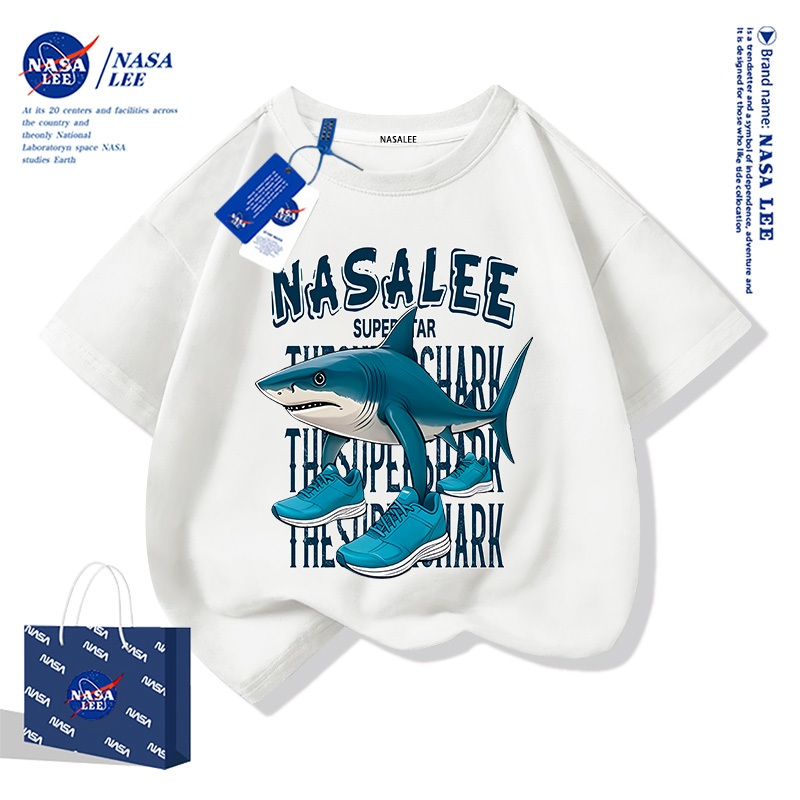 【ส่งเร็ว 48 ชม.】เสื้อยืด NASA ผ้าฝ้ายนุ่ม ลายพี่ฉลามจากตำนาน สไตล์ไทย ใส่ได้ทั้งครอบครัว