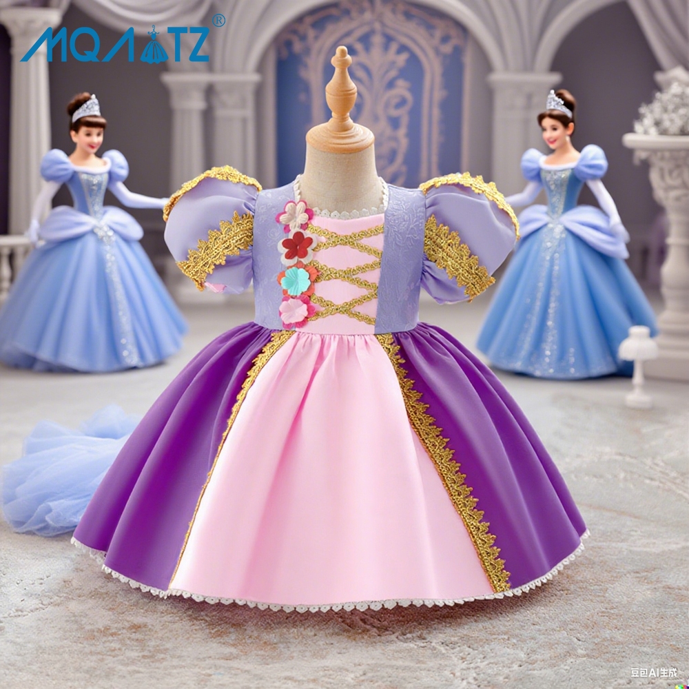 MQATZ ดอกไม้เด็กฟิล์มคอสเพลย์เครื่องแต่งกายชุดสําหรับเสื้อผ้าเด็กทารกแขนสั้นชุดเจ้าหญิงพรรค 1 2 3 4 