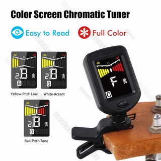 ACOUWAY กีตาร์จูนเนอร์ชาร์จ Chromatic Digital Tuner สีจอแสดงผล LCD String Instrument อุปกรณ์เสริมสําหรับกีตาร์ Ukulele ไวโอลินเบส Mandolin