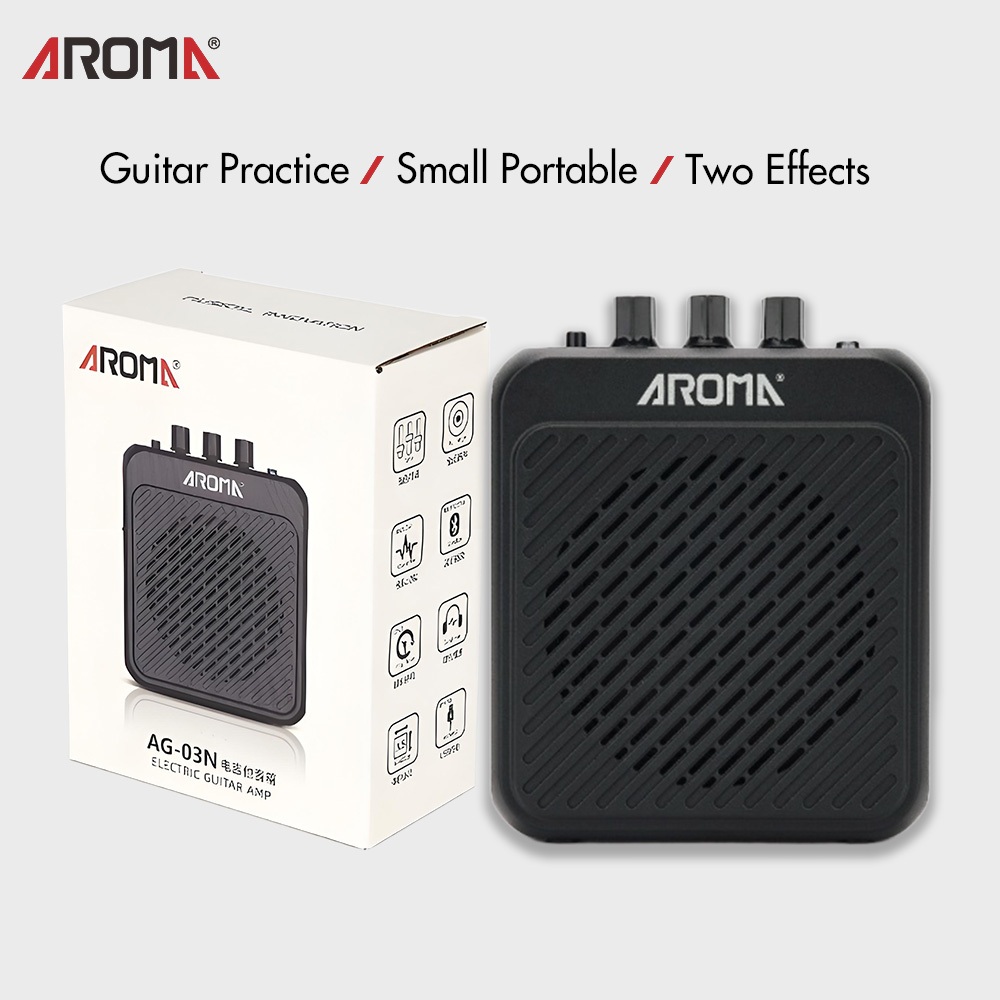 Aroma Mini Guitar Amp ชาร์จบลูทูธ Mini พร้อมเอฟเฟกต์ Overdrive Clean Small Practice Amp