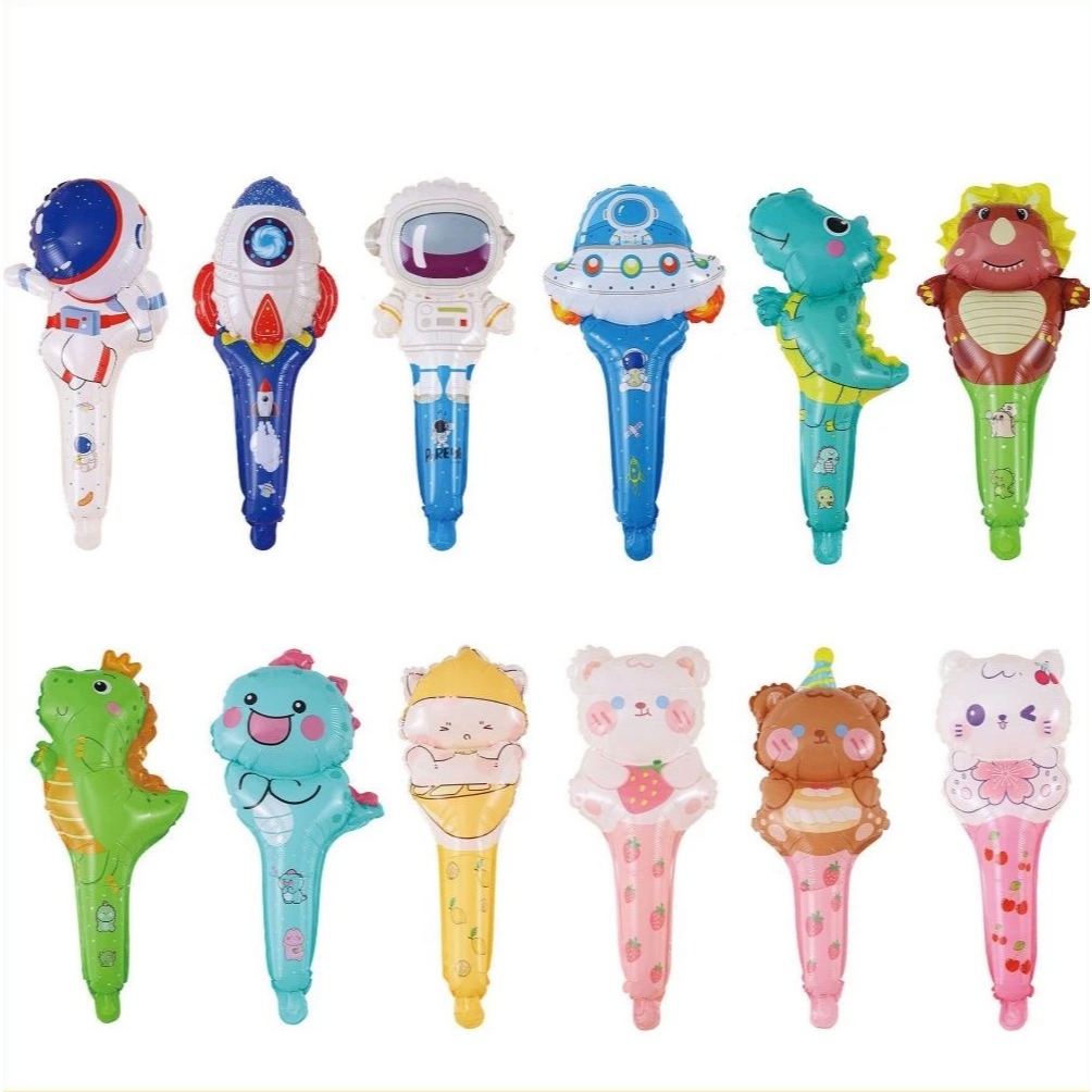(มี 28 ชนิดพร้อมส่ง) ขนาดใหญ่มือถือ ฟ้าร้อง แท่ง นักบินอวกาศไดโนเสาร์เค้กหมีธีมผลักดันของขวัญเล็กๆเด็กวันเกิดเจ้าหญิงการ์ตูนบอลลูน
