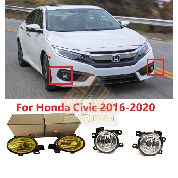 (พร้อมทูบ) ไฟตัดหมอกสําหรับ Honda Civic FC RS TBA 2016 2017 2018 2019 2020 2021 กันชนหน้าไฟตัดหมอก DRL Light