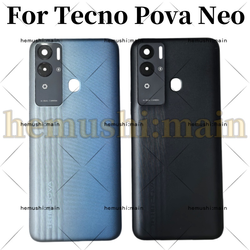 ฝาหลังแบตเตอรี่กระจกสําหรับ Tecno Pova Neo LE6 LE6H ด้านหลังกระจกประตูด้านหลัง
