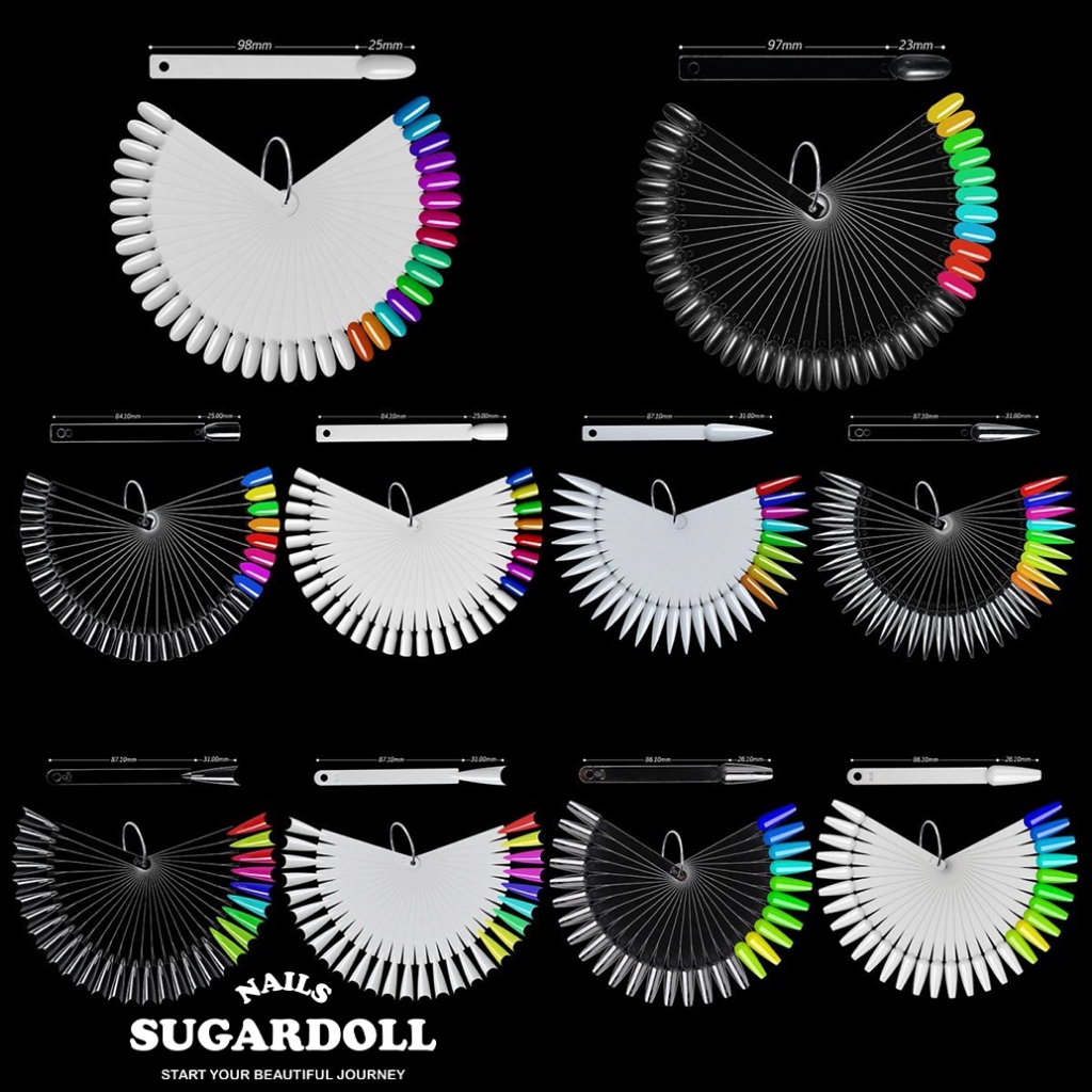 【พร้อมส่งในBangkok】ทรงวงรี UV เลือกได้ 25 รูปแบบ ทรงวงรี ดอกไม้ ถาดโชว์เล็บปลอมอะคริลิค UV สีขาวใส เล็บปอม สําหรับฝึกทําเล็บ