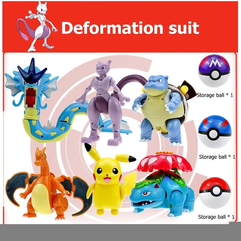 พร้อมสต็อก Pokemon Elf Ball โมเดล โปเกมอน Pikachu Action Figure อะนิเมะ Pokeball Charizard Gyarados Greninja Transformer ของเล่นสําหรับเด็ก thumbnail 9
