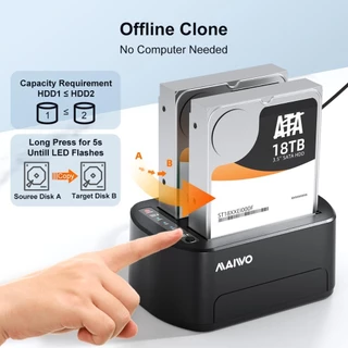 MAIWO HDD Clone Docking Station สําหรับ 2.5/3.5 นิ้ว HDD SSD รองรับ Offline Cluster (K3062)