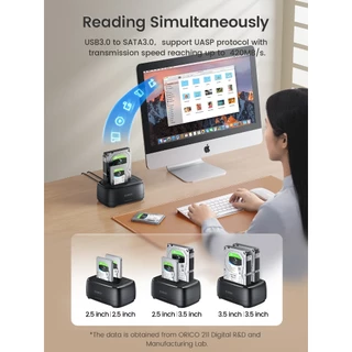 ORICO Dual-Bay HDD Docking Station with Offline Clone Function SATA to USB 3.0 Adapter สําหรับ 2.5 "/3.5" SSD/HDD (DD28U3)