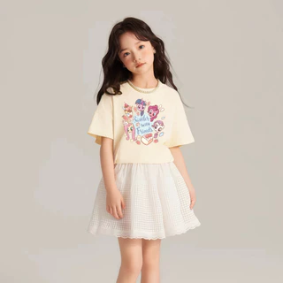 Princess Kesli เสื้อยืดเด็กผู้หญิง รูปแบบการ์ตูนพิมพ์ แบบเกาหลี ายแขนสั้นเสื้อยื เสื้อยืดเด็ก 2-12 ปี