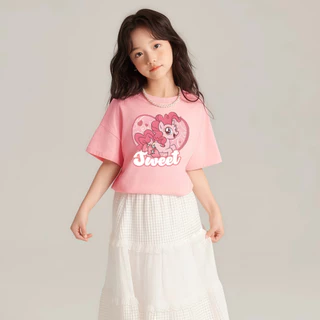 Princess Kesli เสื้อยืดเด็กผู้หญิง รูปแบบการ์ตูนพิมพ์ แบบเกาหลี ายแขนสั้นเสื้อยื เสื้อยืดเด็ก 2-12 ปี