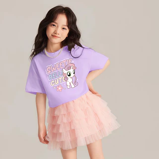 Princess Kesli เสื้อยืดเด็กผู้หญิง รูปแบบการ์ตูนพิมพ์ แบบเกาหลี ายแขนสั้นเสื้อยื เสื้อยืดเด็ก 2-12 ปี