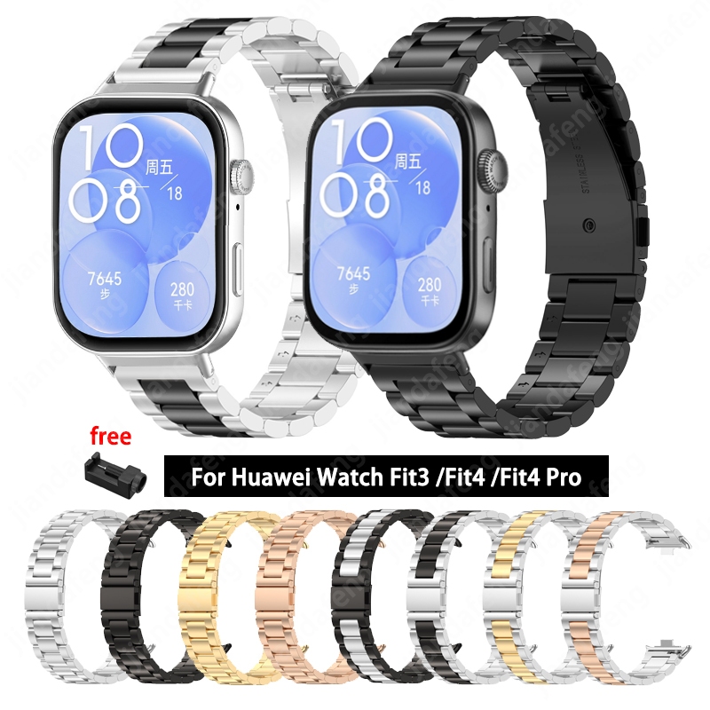 สายรัดข้อมือโลหะสายสแตนเลสสําหรับนาฬิกา Huawei Fit 3 Fit 4 4pro