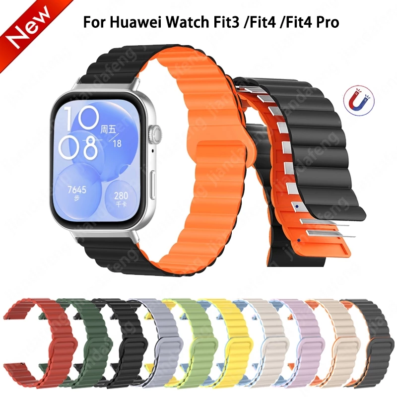 Loop Buckle สายรัดข้อมือซิลิโคนสายรัดแม่เหล็กสําหรับ Huawei Watch Fit 3 2 4 4pro Fit5