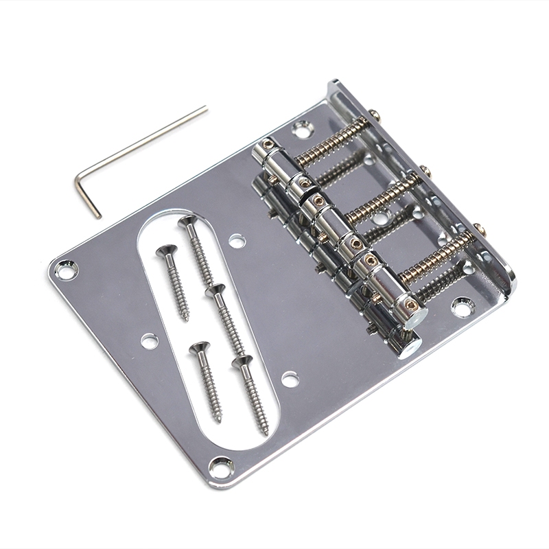 Top-Loading 96.5x80MM 3 สะพานอานสําหรับ TL 6 String กีตาร์ไฟฟ้า Chrome Music อุปกรณ์เสริม