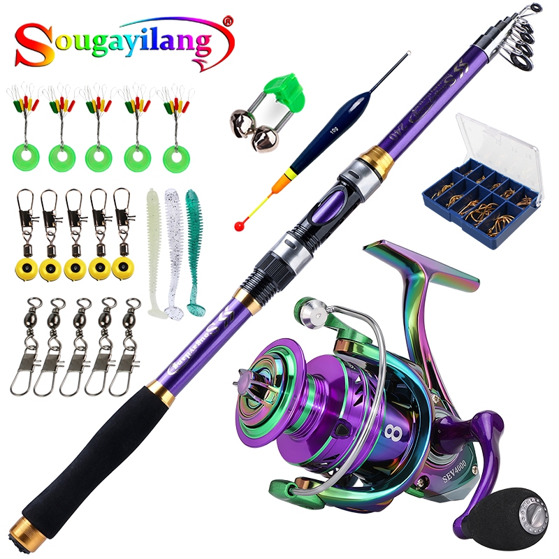 Sougayilang Spinning Combo Set 1.8-3.3M Rod + 10KG ลากสูงสุด Reel (5.0:1/4.7:1) + ชุดล่อ - อุปกรณ์ตกปลาน้ําเค็ม