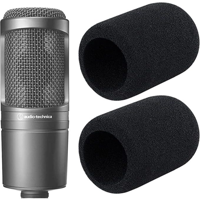 Wanjason Audio Technica AT2020 โฟมไมค์กระจก - 2 แพ็คขนาดใหญ่ไมโครโฟน Pop Filter สําหรับ Audio Techni