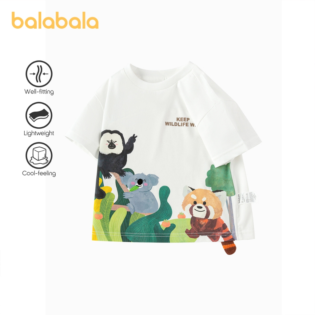 บาลาบาลา ชายหญิงแขนสั้นทีเสื้อการ์ตูนพิมพ์สบายระบายอากาศสวมใส่ทุกวัน