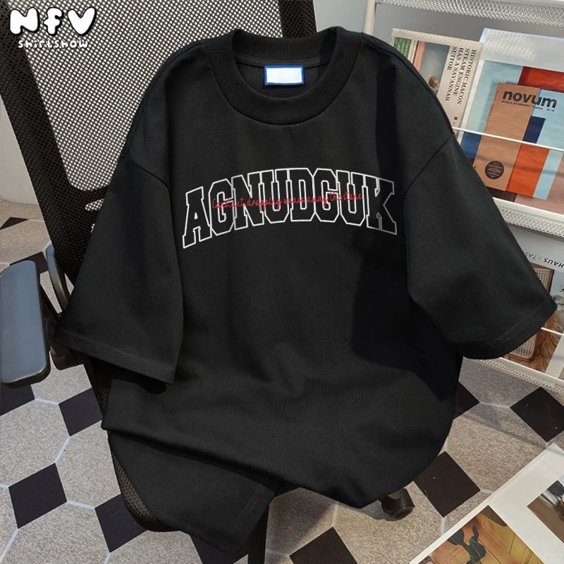 NFV เสื้อยืดแฟชั่น🎀ลายสกรีนตัวอักษร เรียบง่ายแมทช์ง่าย ขนาดใหญ่หลวม สาวอ้วน Cotton T-shirt YG3 - รูปที่ 5