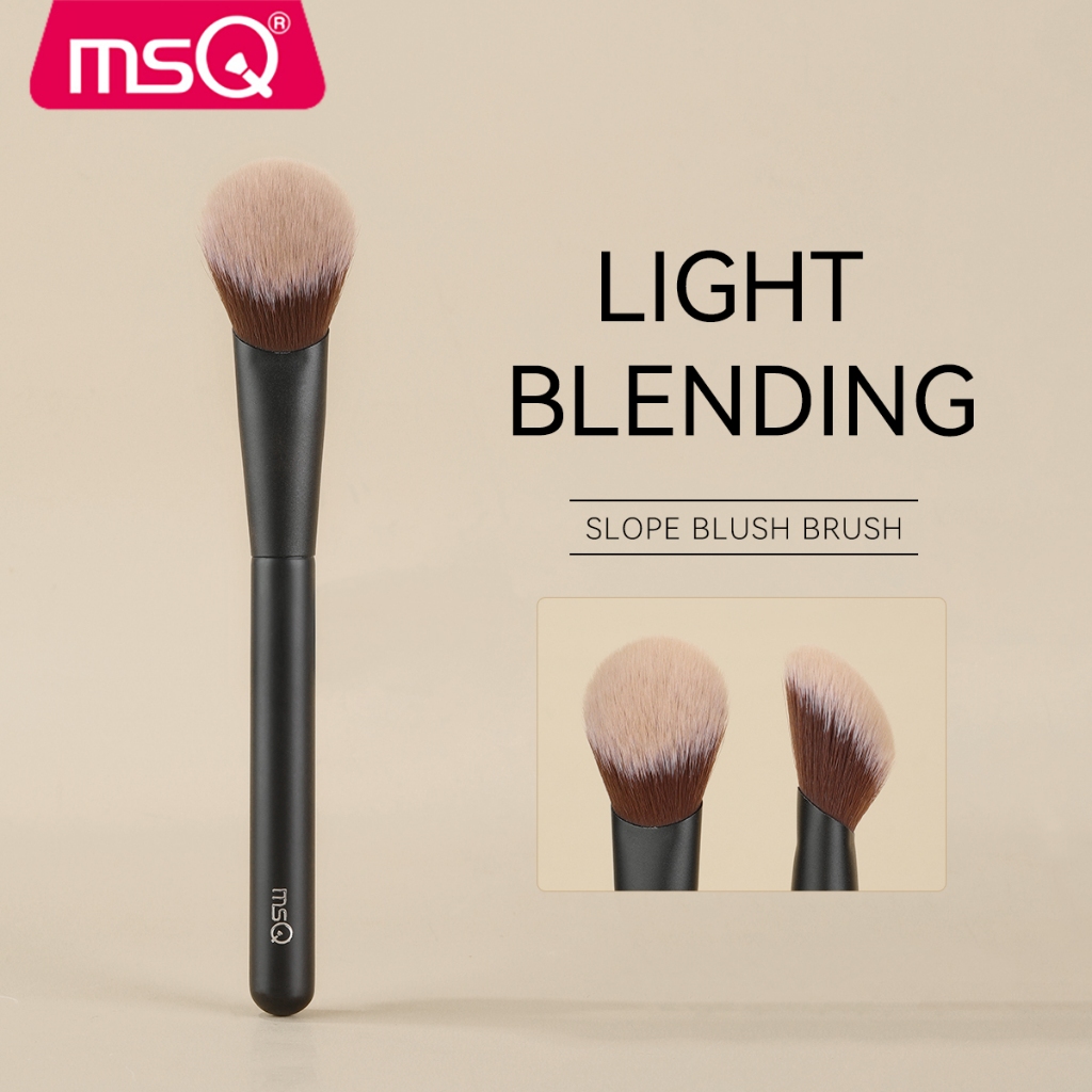 MSQ Powder Blusher แปรงเส้นใยสีดําผมแป้ง Blusher แปรงเครื่องมือความงามแบบพกพาแปรงเครื่องสําอาง