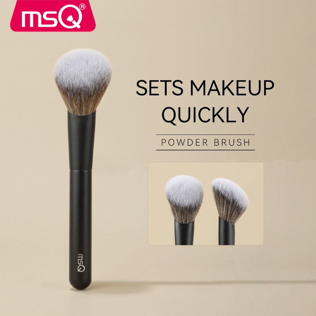 MSQ แปรงแป้งฝุ่นสีดํา Contour Blush Brush Fluffy Soft Bristle Face แปรงแต่งหน้าเครื่องมือความงาม