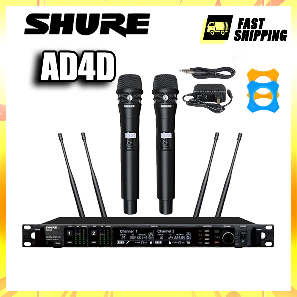 Shure AD4D/KSM8 ไมโครโฟนไร้สายการเชื่อมต่อ UHF ไมโครโฟนประสิทธิภาพระดับมืออาชีพ วัสดุโลหะ สีดํา