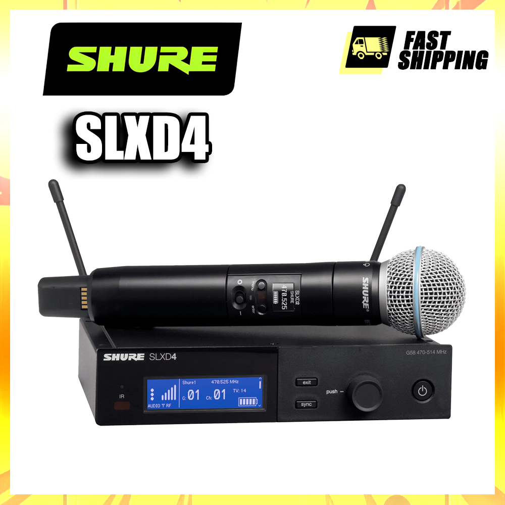 Shure SLXD4 Beta58 UHF ระบบไมโครโฟนไร้สายมืออาชีพการแสดงบนเวที