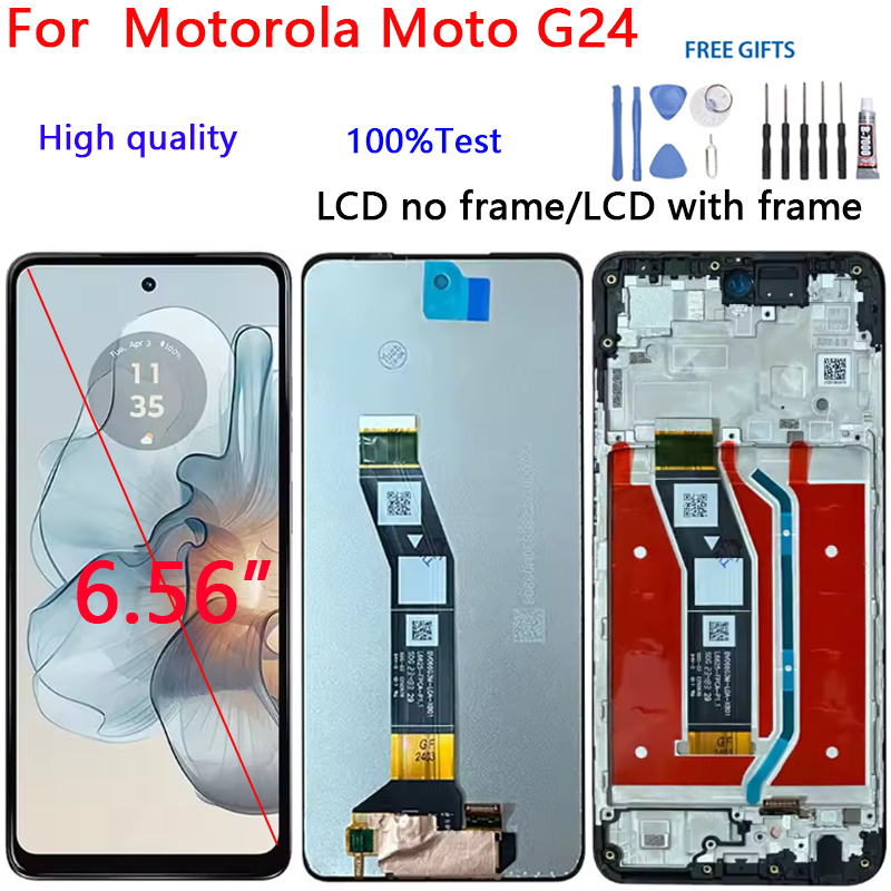 6.56 สําหรับ Motorola Moto G24 Power จอแสดงผล LCD Touch Panel Digitizer Assembly เปลี่ยนหน้าจอสําหรับ Moto G24 Power กรอบ