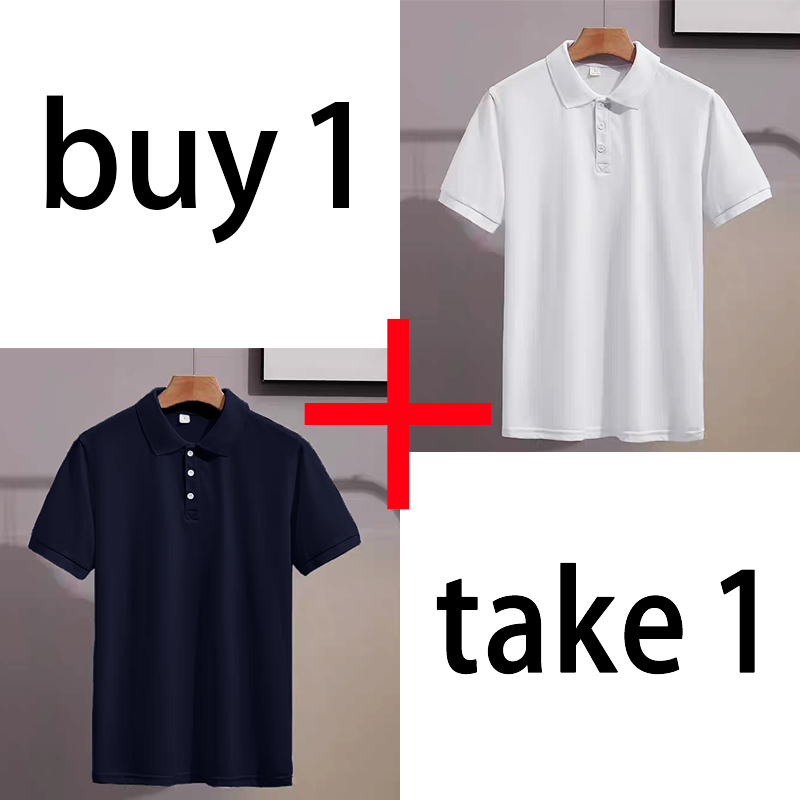 ซื้อ 1 เอา 1: เสื้อโปโลคอปกแขนสั้น สำหรับฤดูร้อน สไตล์ลำลอง สีทึบ