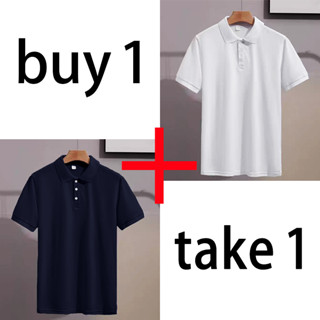 ซื้อ 1 เอา 1: เสื้อโปโลคอปกแขนสั้น สำหรับฤดูร้อน สไตล์ลำลอง …