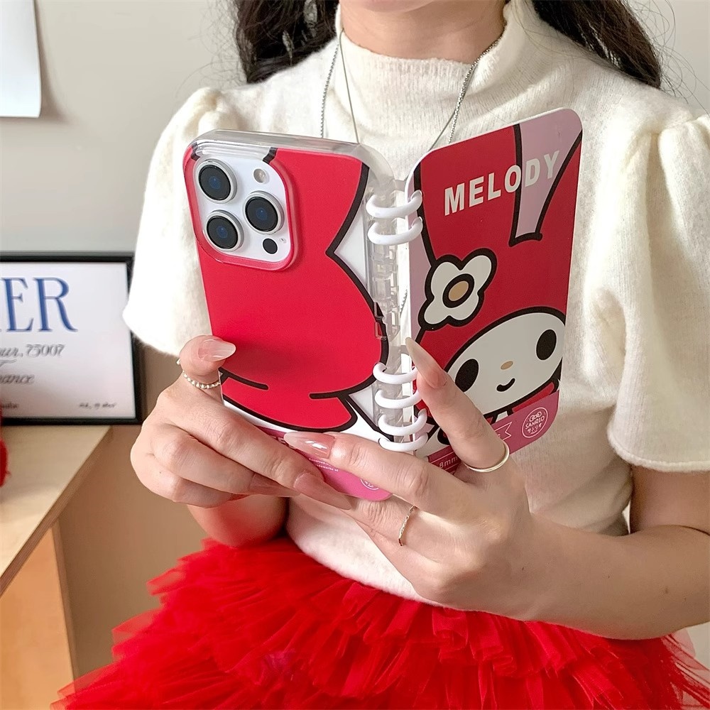 การ์ตูน 3D Flip Notebook Kuromi Melody สําหรับ Samsung Galaxy S26/S25/S24/S23/S22/S21/S20/FE/Ultra ซิลิโคนนุ่ม ที่จับโทรศัพท์ ฝาครอบ