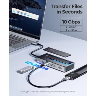 ORICO Docking Station USB Hub พร้อม M.2 SSD Enclosure 4K 60Hz HDMI PD100W ชาร์จ RJ45 SD/TF (OM28P)