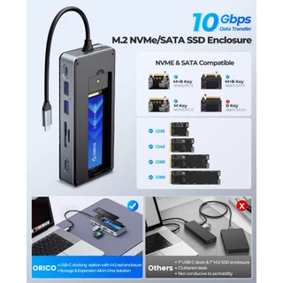 ORICO Docking Station USB Hub พร้อม M.2 SSD Enclosure 4K 60Hz HDMI PD100W ชาร์จ RJ45 SD/TF (OM28P)
