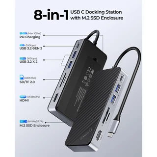 ORICO Docking Station USB Hub พร้อม M.2 SSD Enclosure 4K 60Hz HDMI PD100W ชาร์จ RJ45 SD/TF (OM28P)