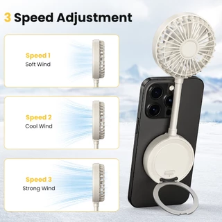 WSKEN พัดลมยึดแม่เหล็ก เงียบ พัดลมถือ USB สงกรานต์ กันน้ำ พัดลมมินิ Magnetic ที่วางโทรศัพท์มือถือ พกพา การทำให้เย็น การประหยัดพลังงาน ความปลอดภัย ที่แนบมา แหวนแม่เหล็ก กลางแจ้ง เดสก์ท็อป ปล่อยมือของคุณ