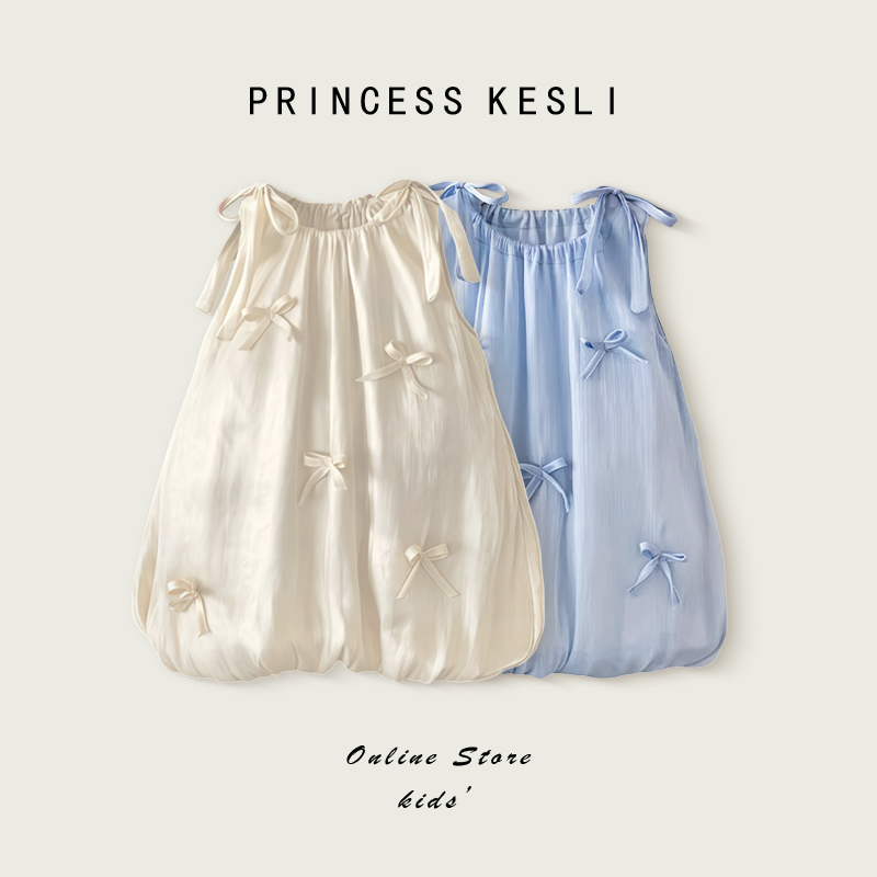 Princess Kesli ชุดเดรสเด็กผู้หญิง แขนกุด ชุดไปงานปาร์ตี้เด็ก สไตล์เกาหลีกระโปรงเ