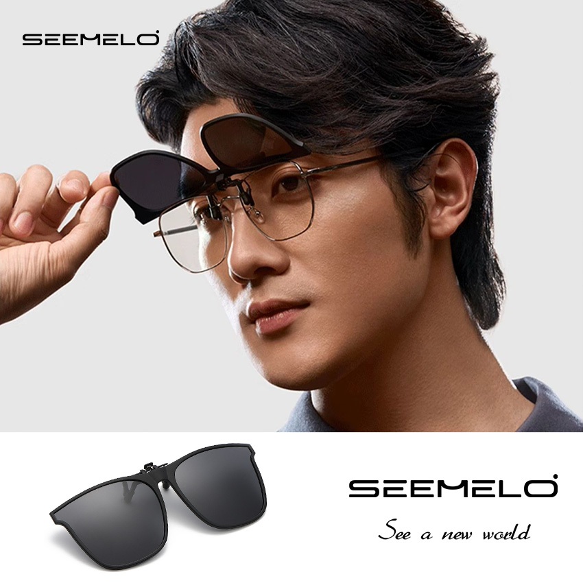SEEMELO คลิปบนแว่นตากันแดดโพลาไรซ์ TR90 กรอบ Unisex ขนาดใหญ่ น้ำหนักเบา Anti-Glare สำหรับการขับรถและOutdoor สามารถFlip Up เพื่อใช้ร่วมกับแว่นตามใบสั่งแพทย์
