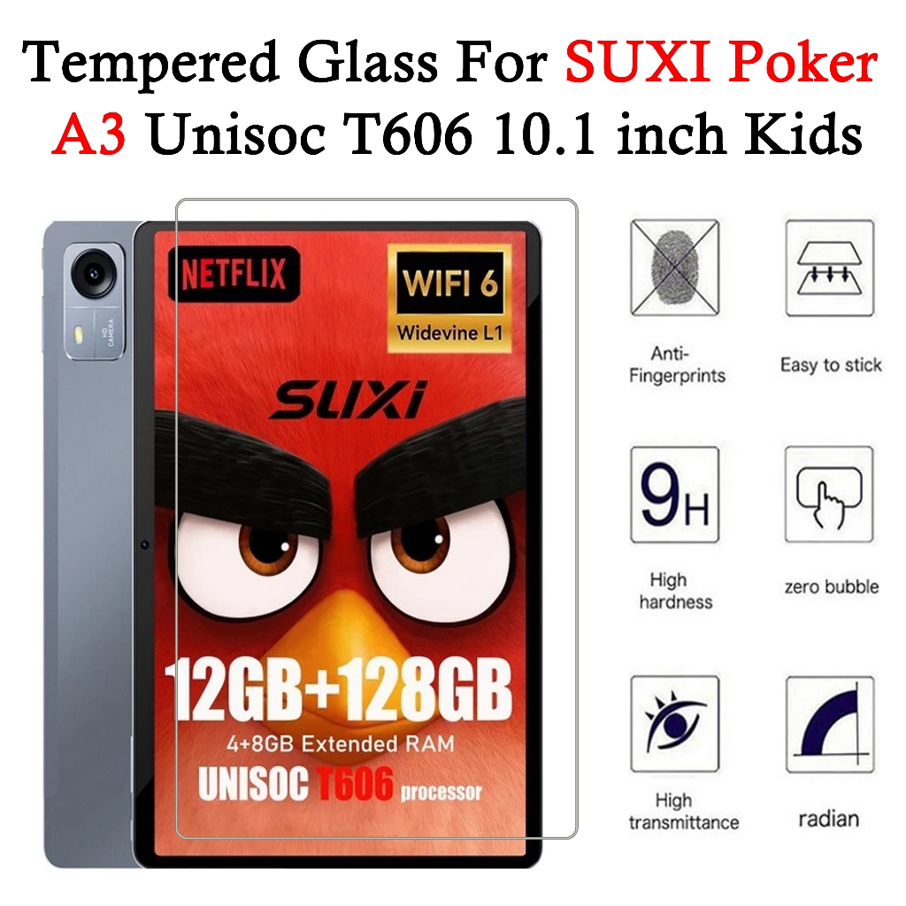 สําหรับ SUXI Poker A3 10.1 นิ้วเด็ก 9H กระจกนิรภัย Ai แท็บเล็ต Unisoc T606 HD ป้องกันหน้าจอ