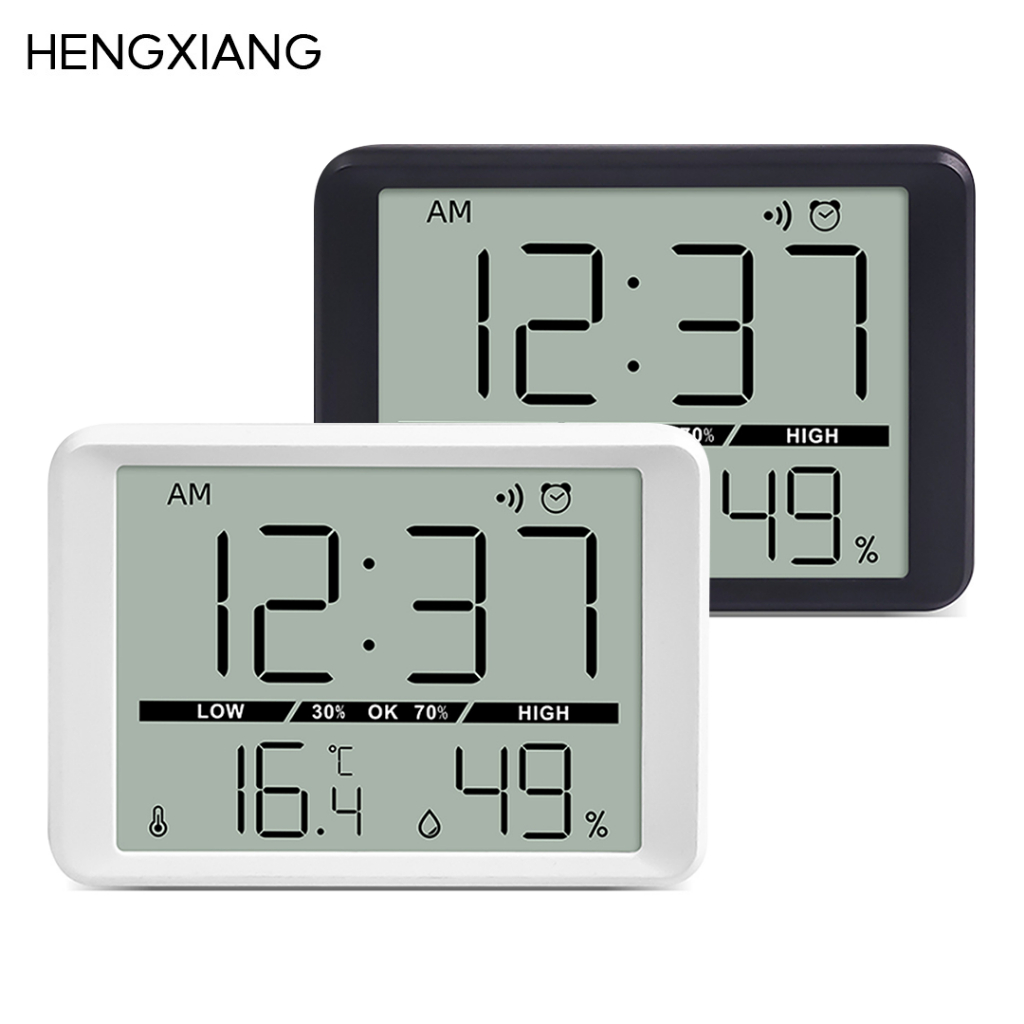 HENGXIANG นาฬิกาอุณหภูมิและความชื้นมัลติฟังก์ชั่น All-in-One Display Magnetic Mount Backlight