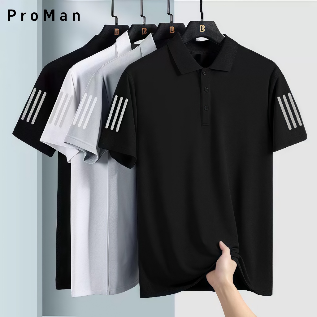 ⚡ProMan ⚡เสื้อโปโลผู้ชาย  เสื้อคอปก  แมทช์ลุคง่าย  บ้าน  เลือกได้หลายสี